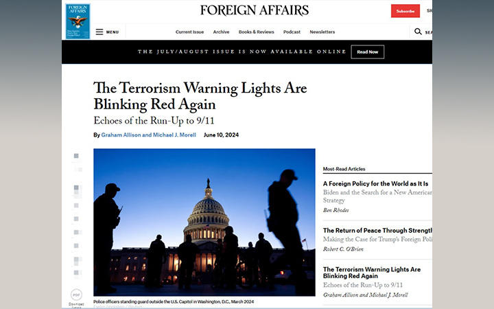    "Америке снова угрожает терроризм". Скрин страницы сайта журнала Foreign Affairs