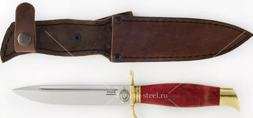 Нож финка НКВД-3 кованая сталь х12мф карельская берёза