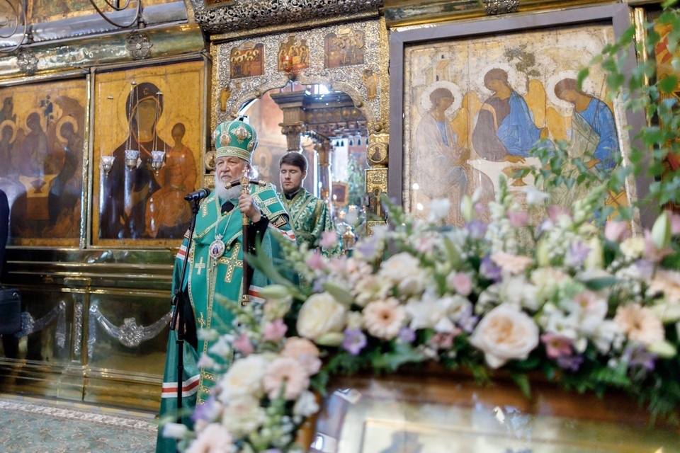    Богослужение возглавил патриарх Кирилл. Фото: lavra.ru