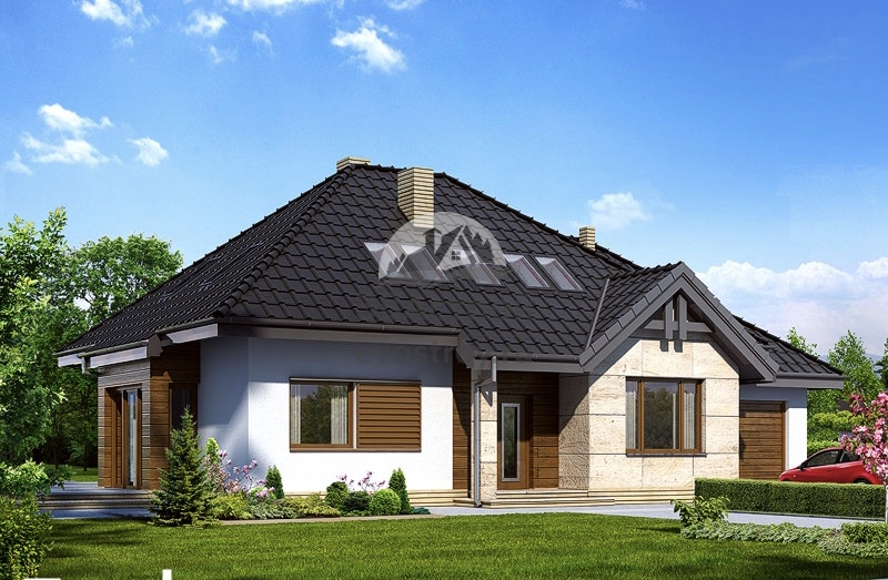 Проект одноэтажного дома с мансардным этажом и гаражом до 250 кв м - 105-21