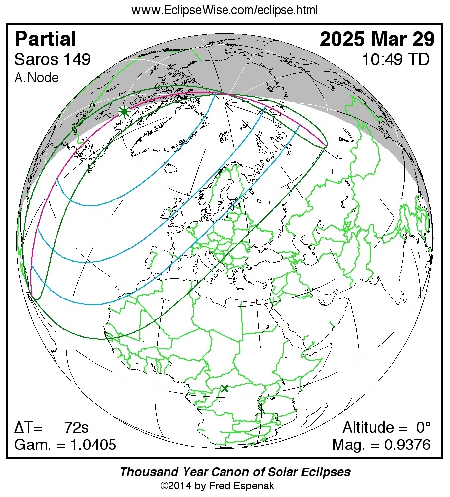 Солнечное затмение 2025 карта