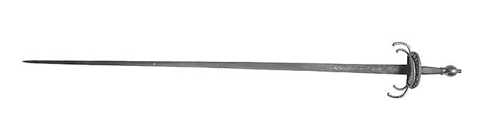 Рапира/меч около 1600, полная длина 1345 мм, клинок шириной 32 мм, вес около 1 кг. 
Фото - Шведский исторический музей СС0 