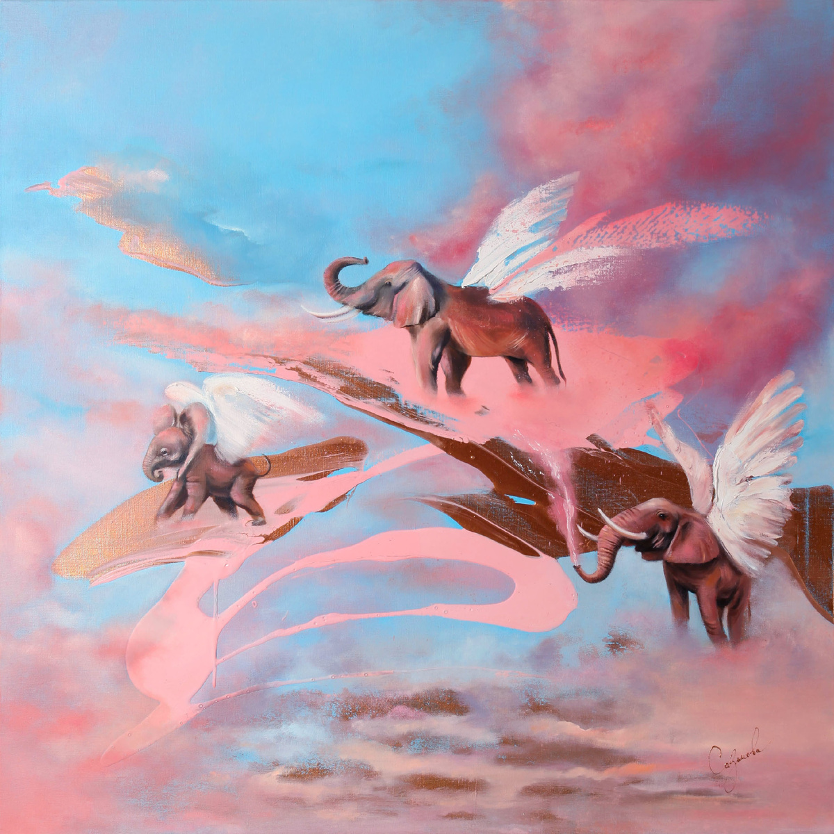 Водолей. Холст, масло, акрил. Формат: 100х100х4 см.