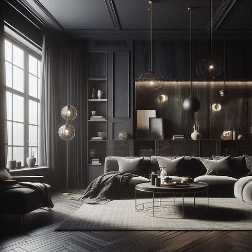 Примеры темного "воздушного" интерьера 


