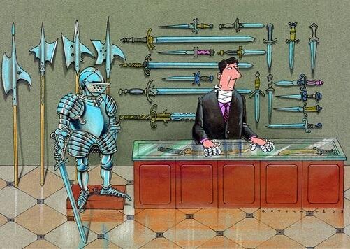 Карикатура - опасная работа продавца