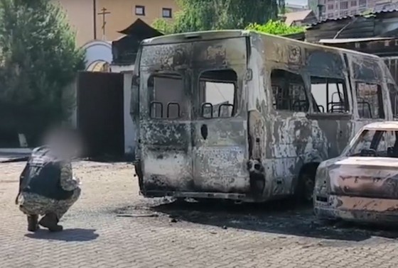    Место нападения на сотрудников полиции в Дербенте