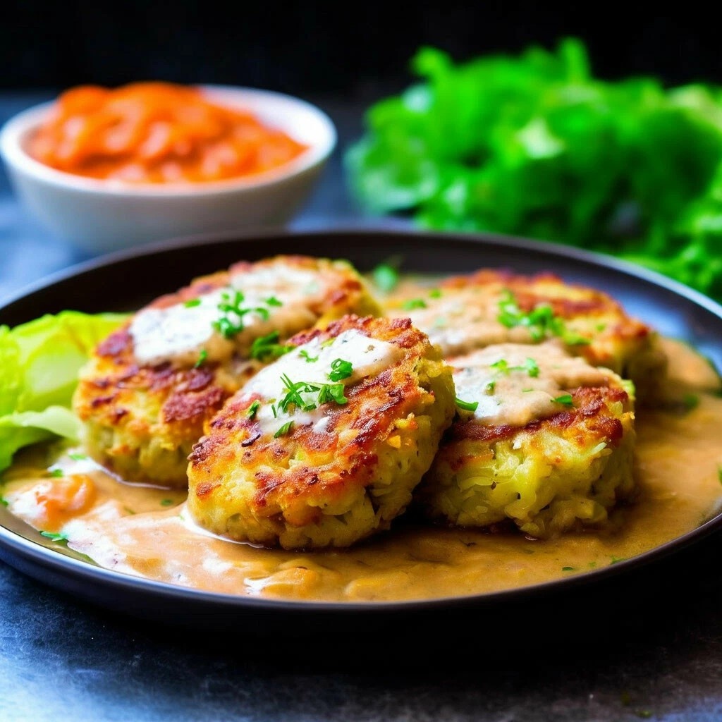 Вариант подачи ленивых голубцов с мясным фаршем и сметанно-томатным соусом