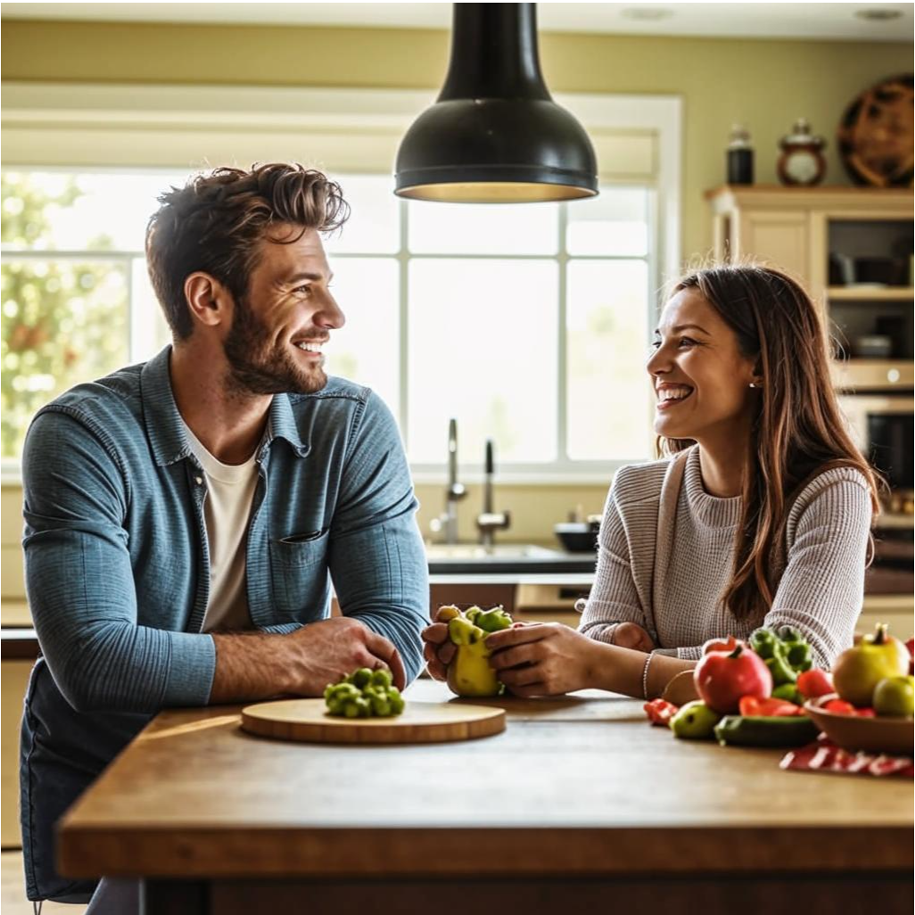 Супруги улыбаются друг другу