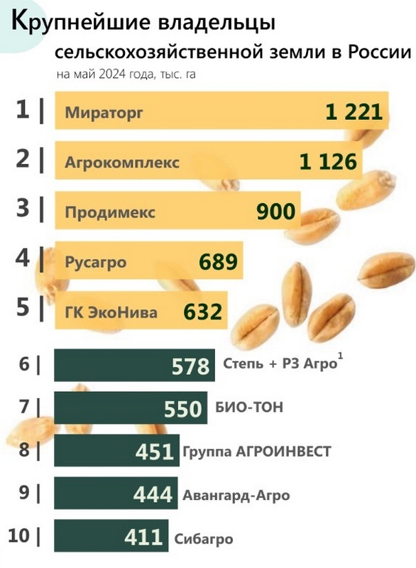    Вышел рейтинг крупнейших землевладельцев России в АПК: кто попал в Топ-10 из черноземного бизнесаЛука Правдорубный