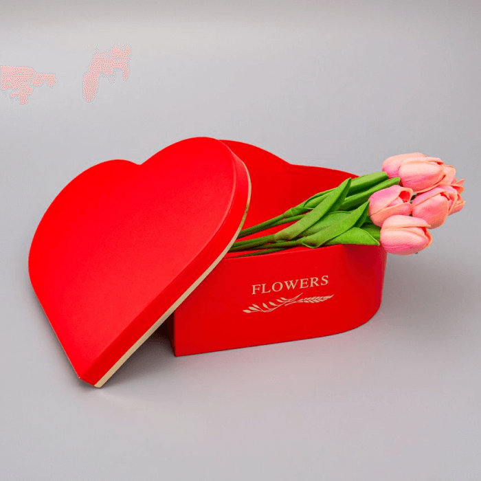 Набор коробок 3в1 сердце с золотой каемкой, красный