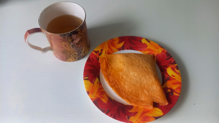 Мой завтрак: томатный блин с грибной начинкой