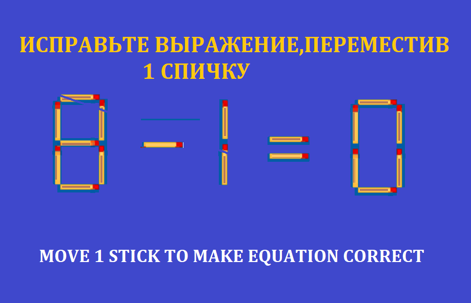  Приветствую читателей и подписчиков канала Тесты_математика! Предлагаю в этой статье 3 головоломки с спичками, в которых нужно исправить данные на рисунках выражения, переложив только 1 спичку.