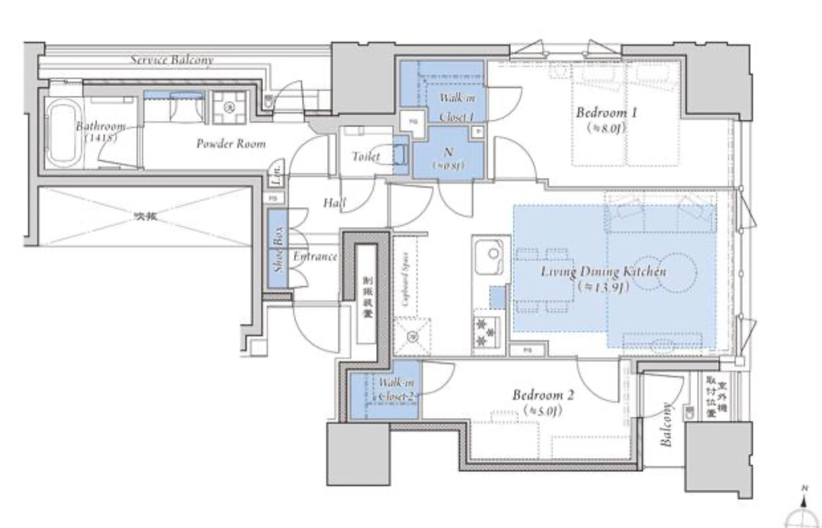 Двухкомнатная квартира в японской новостройке.