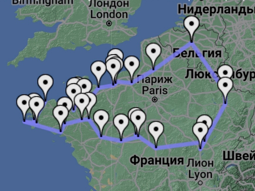 Напоминаю наш маршрут. Мы проехали левую сторону треугольника