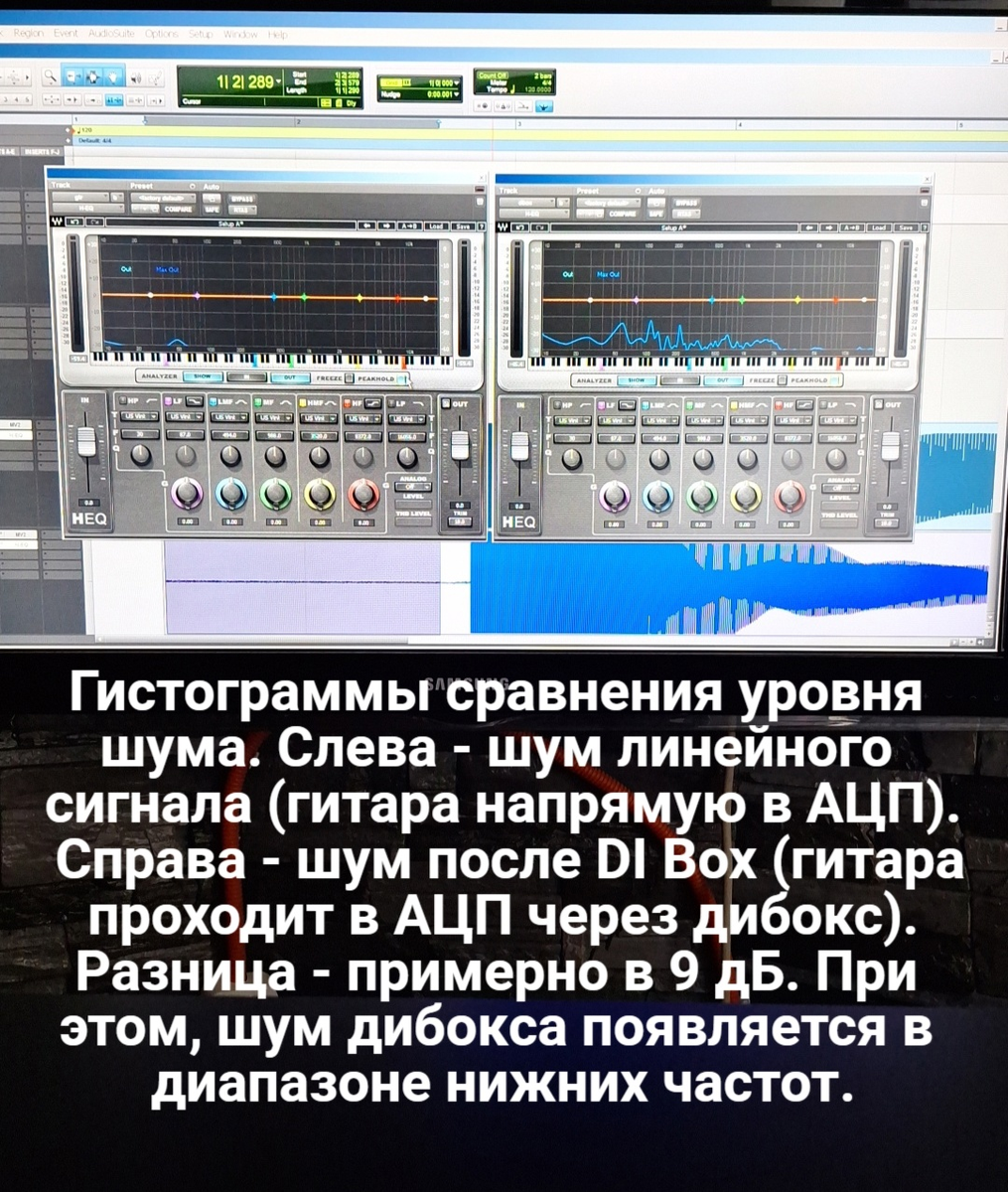 Сравнение уровня шума в сигналах.