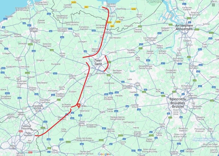  Приблизительная конфигурация оборонительных позиций на Шельде (Эско)