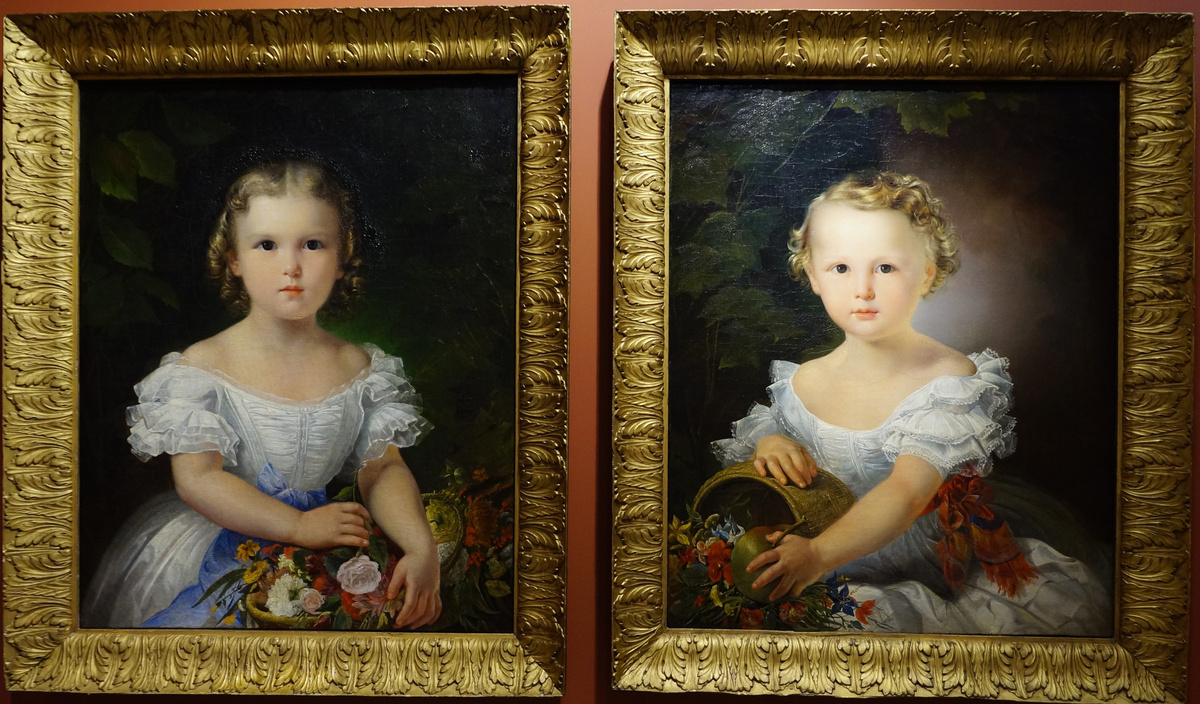 Шамшин Петр Михайлович (1811-1895). Парные портреты Ольги Павловны и Николая Павловича Кривцовых в детстве. 1842. Холст, масло. Из собрания Музея В.А.Тропинина. Фото автора статьи.