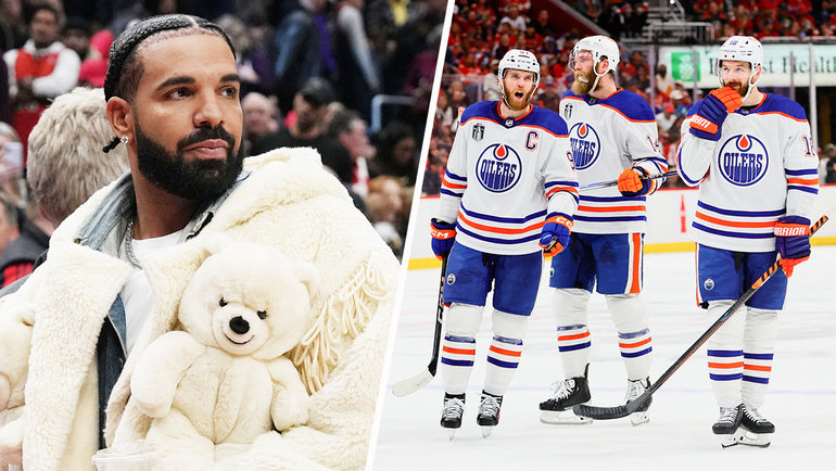    Дрейк, хоккеисты «Эдмонтона» после поражения от «Флориды».Global Look Press USA Today Sports