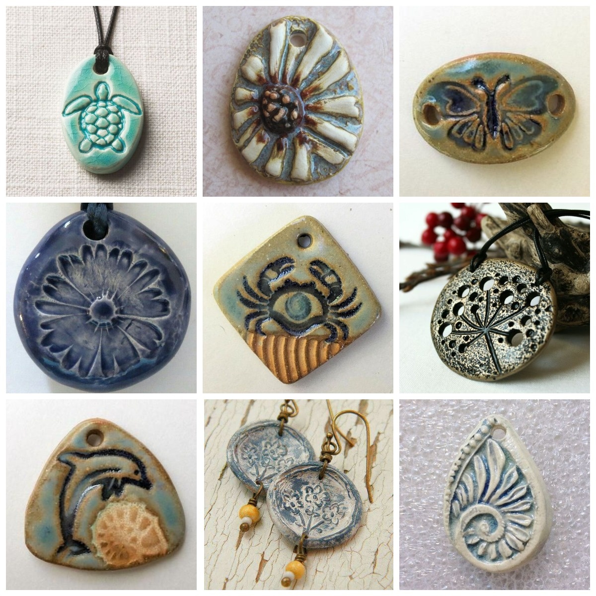 1. Керамические украшения ручной работы. Иллюстрации из открытых источников. Коллажи авторские.