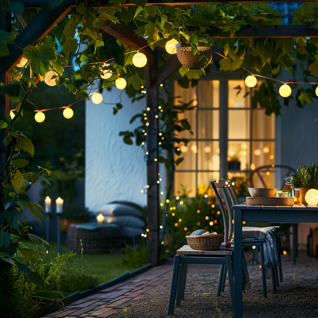  Светодиодные гирлянды — отличный способ добавить яркости и уюта на вашей даче или в саду. Вот несколько идей, как их использовать:

1.