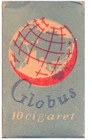 "Globus". Чехия, 1950-е годы. 10 штук в твердой упаковке. Цена (была) 2,20 злотых. Производитель: CSP N. P. Кутна Гора, владелец торговой марки: CSTP.