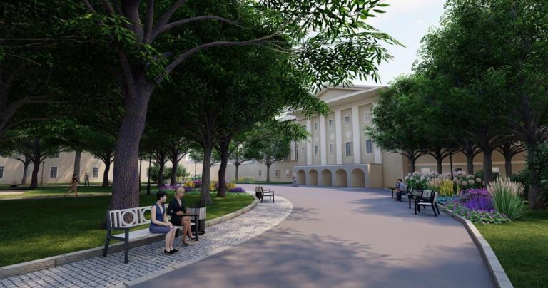 Сквер возле Всероссийского музея декоративного искусства (буквально на его территории) существует уже давно. Но сейчас он выглядит уставшим, поэтому в мэрии решили его слегка обновить.