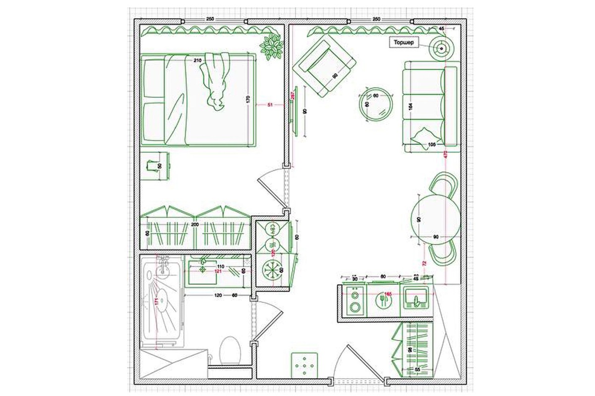 Итоговая планировка и расстановка мебели