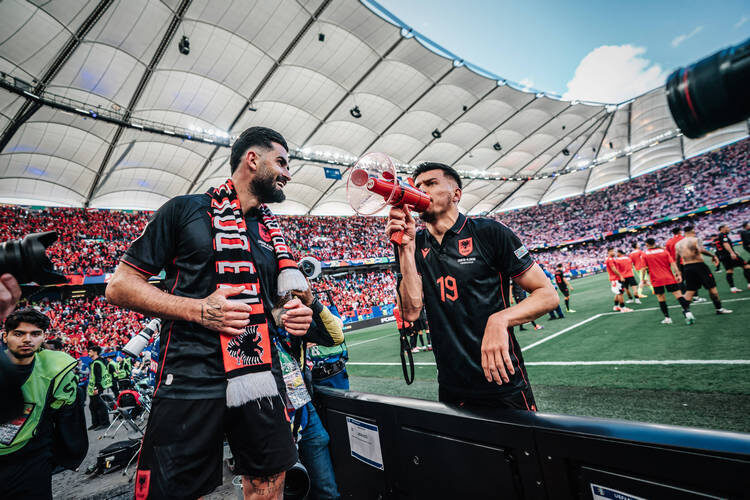    После игры против Хорватии (2:2) Даку взял в руки громкоговоритель и зарядил чант: «Убей македонцев! Убей сербов!» УЕФА выписало ему дисквалификацию на два матча.   
Фото: Justus Stegemann / globallookpress.com