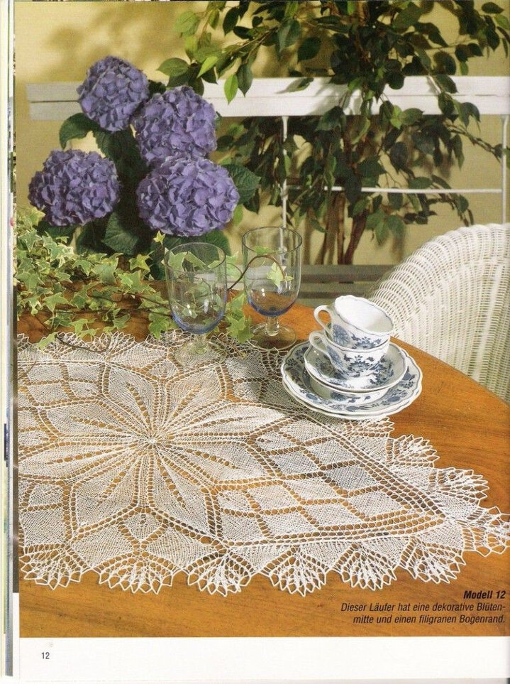 Ажурные салфетки спицами и схемы вязания