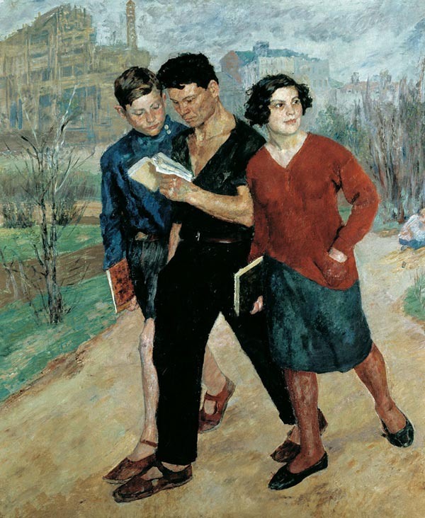 «Рабфак идёт», 1928 г. Б. В. Иогансон. Источник: Киевская картинная галерея