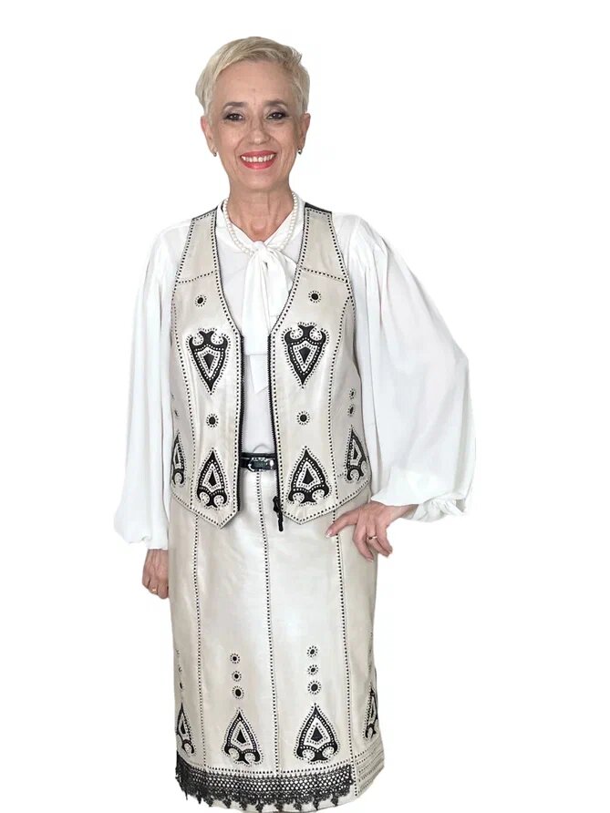 Авторский кожаный костюм "Жемчуг". Ателье Ирины Берзиной.