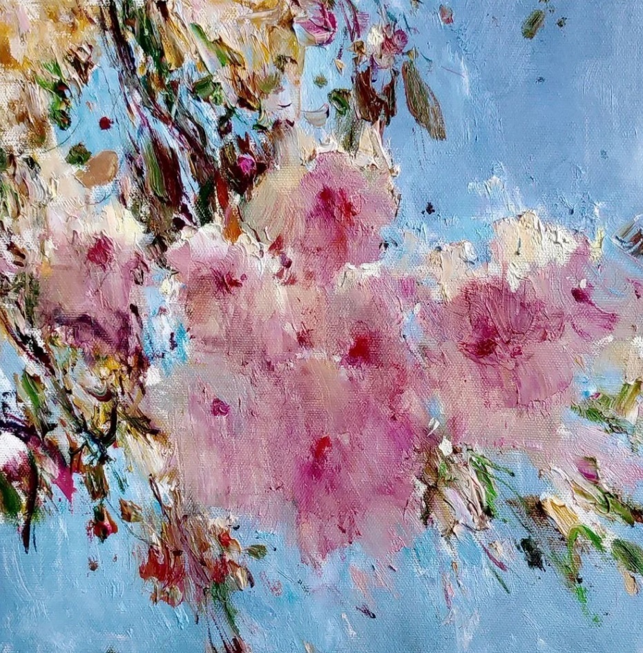 Сакура. Масло. 40 х 40 см