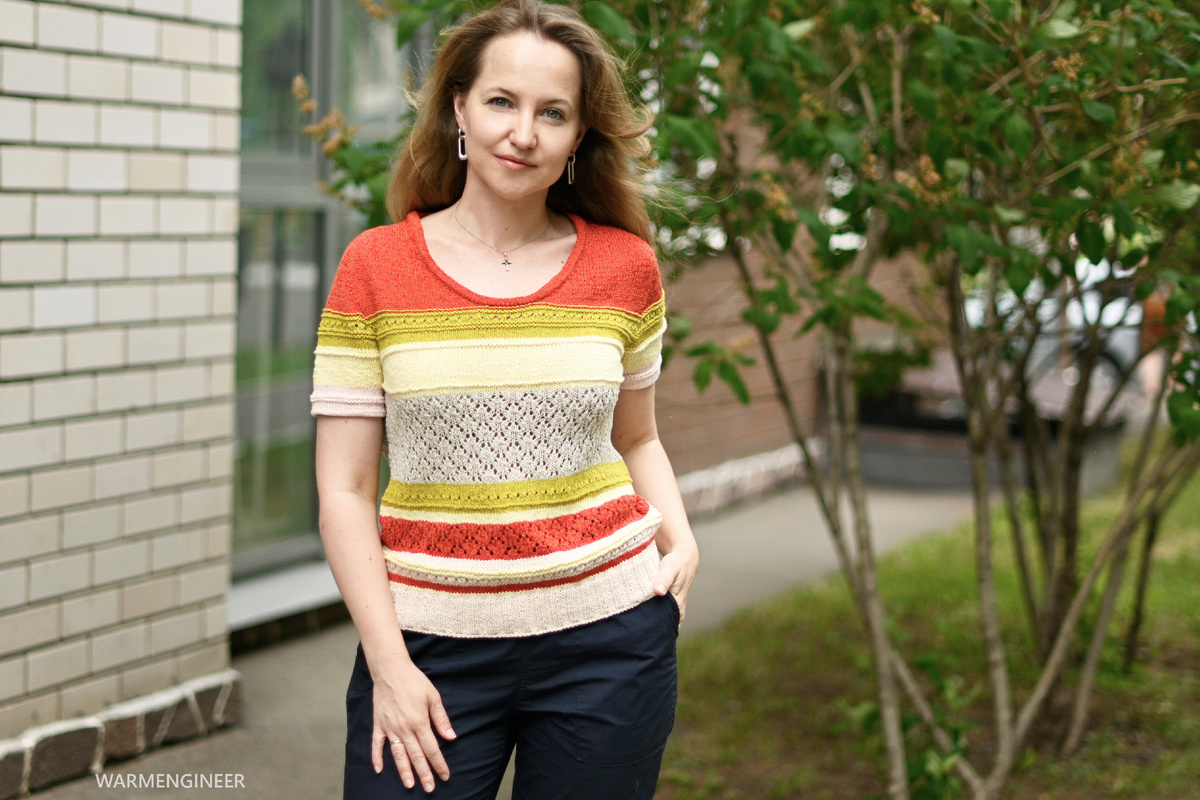 Футболка с ажурным узором "птички"