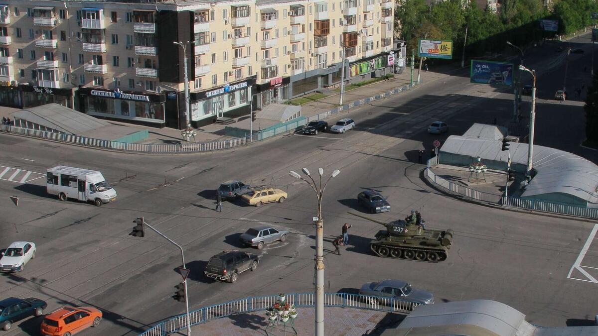 Луганск. Центр города. Период начала боевых действий. 2014 год. Фото из Интернета