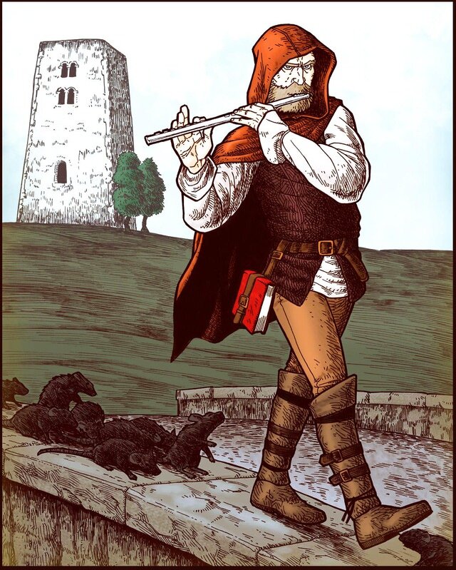 Легенда о волшебнике-музыканте возникла в Европе в Средние века. В Ирландии это был волынщик, который увел за собой молодежь. Во Франции – монах, погубивший весь скот.-1-3