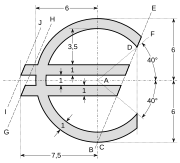 Официальная спецификация логотипа евро, который должен печататься жёлтым цветом на голубом фоне (соответственно PMS Yellow и PMS Reflex Blue)