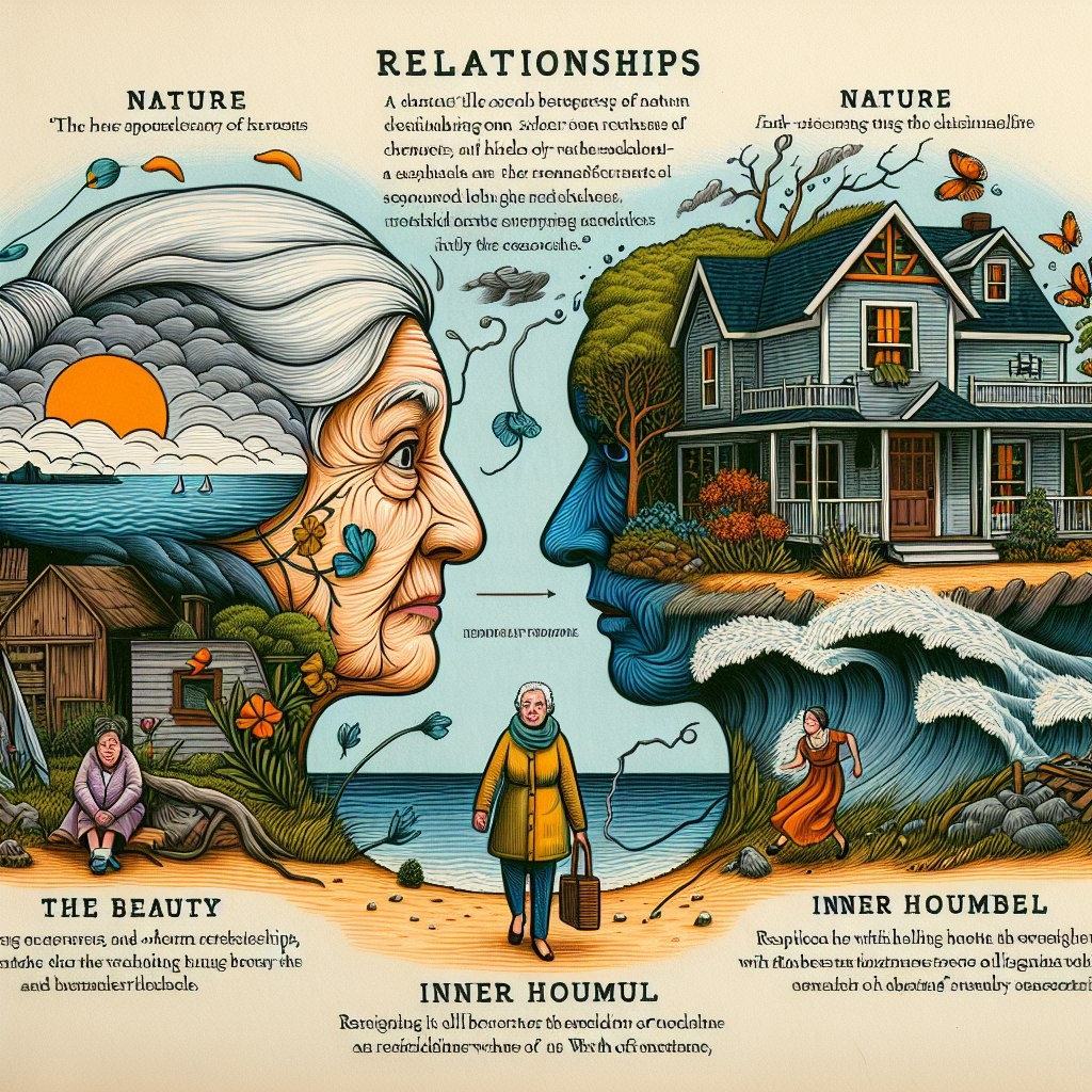 На изображении запечатлены сложные взаимоотношения между персонажами, красота и мощь природы, а также эмоциональные турбулентности.