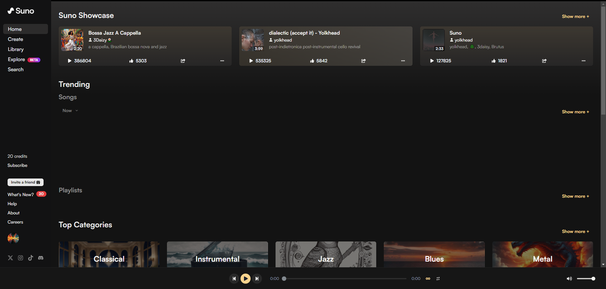 Главная страница suno.com