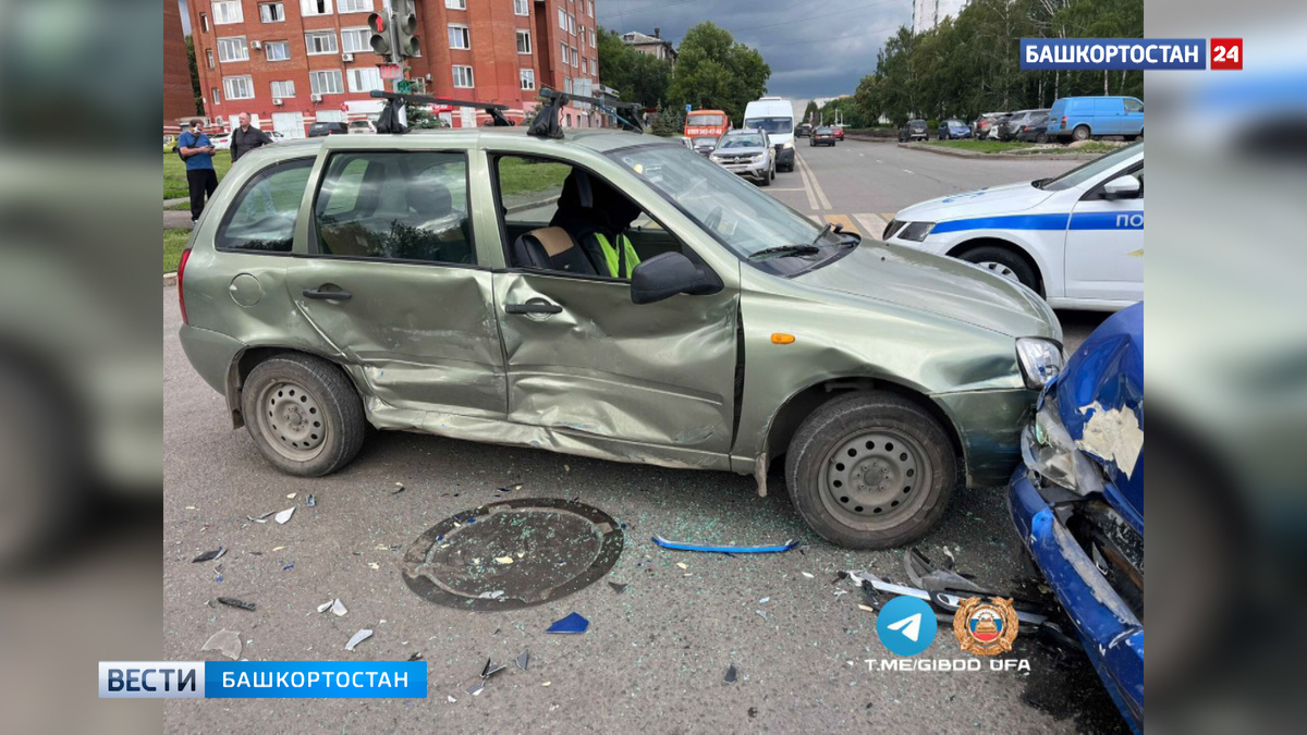    В Уфе на улице Машиностроителей столкнулись Lada Kalina и Daewoo Nexia: водители госпитализированы