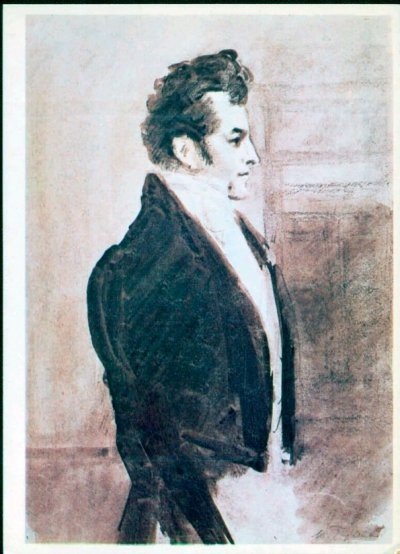 К. И. Рудаков. 1891-1949. Онегин. 1946. Иллюстрация к роману А. С. Пушкина "Евгений Онегин"./ Всесоюзный музей А. С. Пушкина. Ленинград