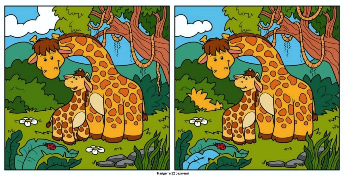 Тест на внимание: Найдите на картинках 12 отличий.