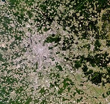 Вид Москвы и пригородов со спутника Landsat-7, август 2007