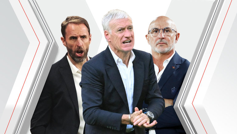    Гарет Саутгейт, Дидье Дешам и Де ла Фуэнте. Reuters