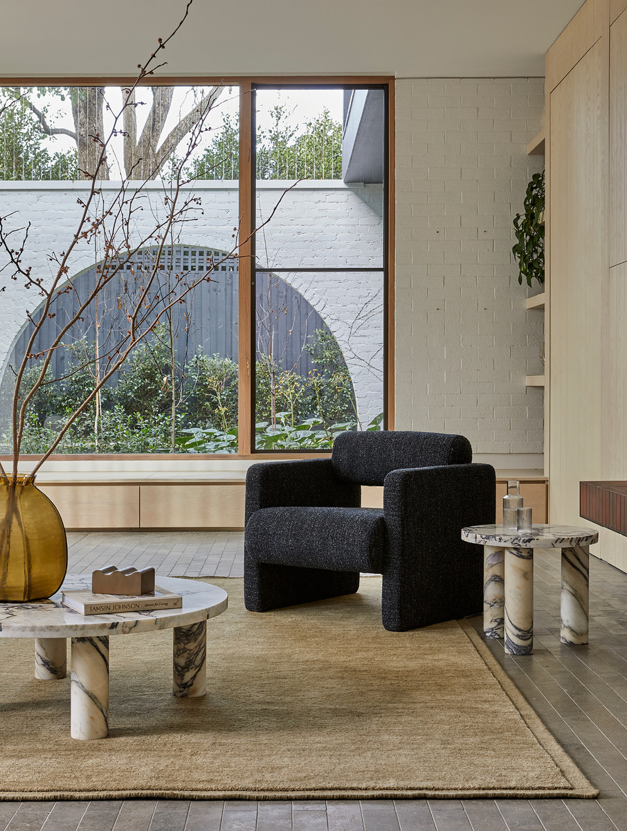 Pictured: Adler Occasional Chair, Amara Round Leg Coffee Table & Side Table, Boden Ridge Low Vase & Bower Frame Rug (Butter)
www.globewest.com.au