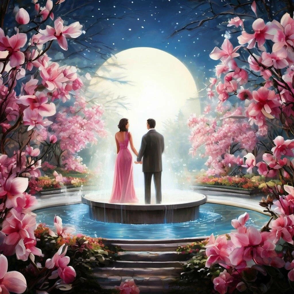 Танцующие влюблённые, Лилия и Константин, так были увлечены друг другом, что не заметили пристального взгляда одного из присутствующих. "Я точно знал, что они придут", - он сделал глоток бурбона, продолжая внимательно следить за счастливой парой.
 - Может прогуляемся к фонтану? Ночь сегодня невероятно красива и свежа.
- С тобой хоть на край света. Я так скучал по тебе, Лили...
Лилия взяла под руку своего партнёра, и они направились к выходу.
Ночь и правда была красивая: усыпанное звёздами небо и их предводитель, Луна, которая  сияла так, словно была хозяйкой на этом, цвета чёрного сапфира, холсте. Но ей, казалось было мало неба, и она нескромно отражалась ещё и в бездонных водах Тихого океана.
Её безудержный свет проливался и на роскошный ботаничесуий сад, в центре которого располагался белоснежный фонтан, украшенный живыми цветами магнолий и орхидей, весь усыпанный лепестками аллых роз.
Подойдя ближе к фонтану, чтобы освежить спутанные радостью встречи мысли, они наслаждались обществом друг друга и не разнимали рук... И так смотрели друг на друга, словно не виделись вечность, а не десятилетие.
Константин целовал руки Лили, так он её когда-то называл, своей Лили, для него она всегда была прекрасным нежным цветком, калейдоскопом, который учил смотреть на мир не только в черно-белых тонах.
- Чем ты теперь живёшь? Чем занимаешься? - Константину было интересно всё. 
- Я работаю в юридической компании своего отца, иногда рисую картины, пишу книги. Мне не хватало тебя, ты так тогда внезапно исчез, что я решила, что если мы когда-нибудь встретимся, я расскажу тебе, как ненавижу тебя, что не хочу иметь с тобой ничего общего. Так ты обидел меня. Но увидев сегодня тебя, поняла, что не могу быть кем-то другим, не могу быть человеком, который ненавидит, которому чужда боль, я люблю тебя и простила тебя сразу, как только увидела.
- Ты всерьёз думаешь, что я отказался от тебя? Что я сбежал и не вспоминал о тебе всё это время?  Похоже нас тобой кто-то здорово провёл, и я даже знаю кто. Твой отец.
Лилия побледнела, опустила глаза, полные разъяренных мыслей, она не хотела, чтобы он видел её такой, другой. Как же она поддалась на уловку её отца, которому Константин никогда не нравился: "Бесперспективный молодой человек, которой закопает свои и впридачу твои таланты и возможности", - так он говорил. А она поверила его сказкам, что он уехал на заработки, нашёл там жену, счастлив и по-прежнему без перспектив.
Лили было больно это слышать, она так и не смогла никого полюбить, кроме Кости. Не искала никого, не ждала... Жила своими заботами - сначала учёбой, потом аспирантура в области юриспруденции, потом стажировка в фирме отца, где она и обосновалась окончально, наращивая знания и опыт. Сейчас она уже была знаменита в своих кругах, дочь знаменитого отца завоевала своё место под солнцем упорным трудом и несомненным талантом в этой сфере.
Откуда-то внезапно появился Олег, партнёр отца, которого, казалось любили все, он покорял всех одной лишь уверенной улыбкой и пронзительным взглядом. Только она, Лили, долго не верила ему, наконец сдавшись во власть судьбы, сказала ему "Да", и они сразу назначили день свадьбы... Как теперь об этом сказать Константину.
Она бы ещё долго копалась в своих размышлениях, если бы Константин не взял её нежно за подбородок, чуть приподняв его, и не поцеловал её так нежно, не торопясь, наслаждаясь каждым ощущением, каждым откликом Лили на его ласки, словно наполняя себя и её энергией волшебной ночи, нескромной Луны и свежести океана...

Продолжение следует...