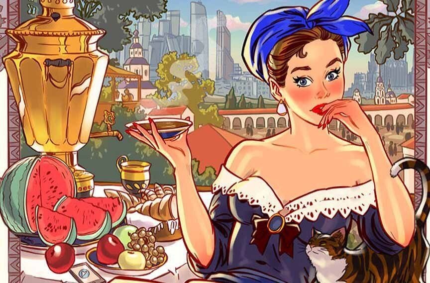 Пин-Ап Календарь от художника Андрея Тарусова под названием " РУССКИЙ КАЛЕНДАРЬ " 2019 года / АВГУСТ / ФРАГМЕНТ