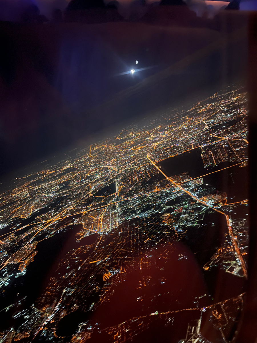 Ночная Москва вид из самолета 