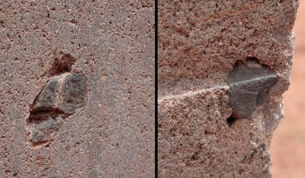 Срезанные твердые вкрапления в блоках Пума-Пунку