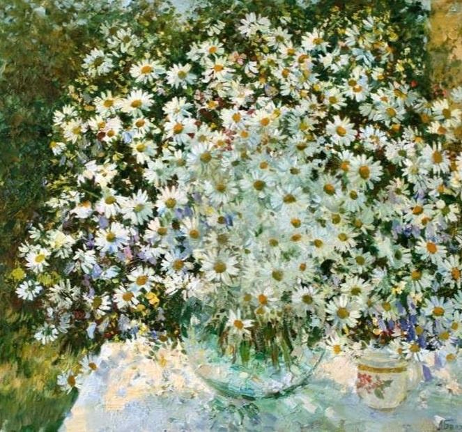  Вечерний букет. Ромашки. Фрагмент. 60 х 70 см