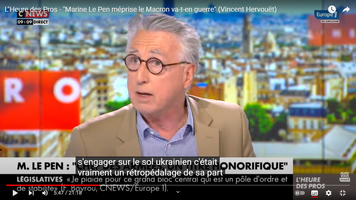 Винсен Эрвуе. Скриншот с канала Europe1 в YouTube/